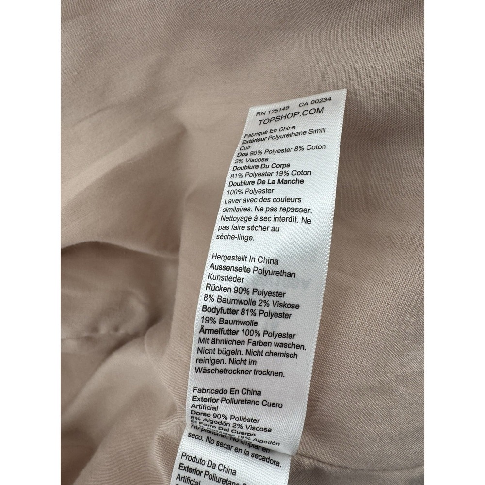 Topshop Leather Jacket Women's Long Sleeve Pink Beige Size 12 - Picture 12 of 16